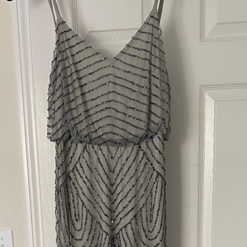 Gray Adrianna Papell beaded gown